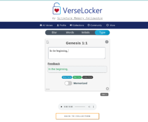 VerseLocker type page example for Genesis 1:1